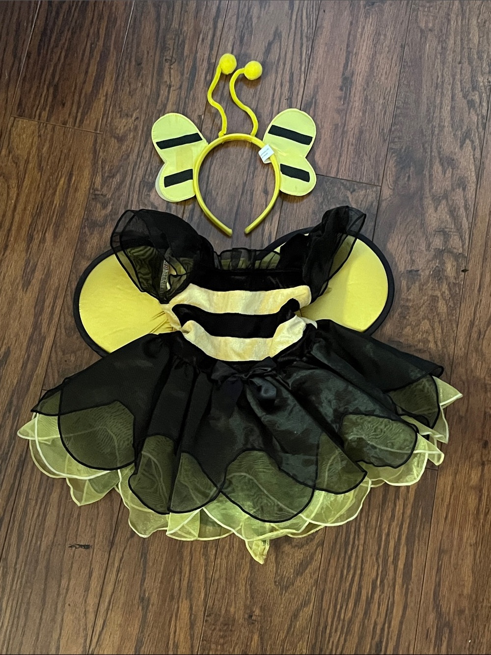 Kids Yellow & Black Bee Costume Dress with Headband
